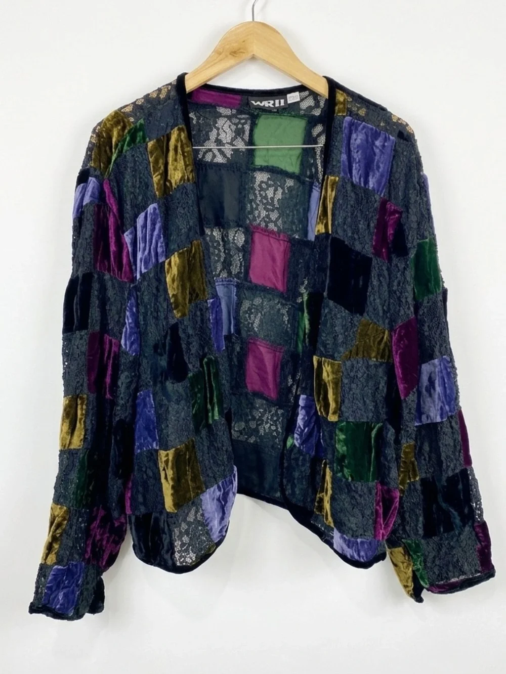Vintage WR II Velvet Patchwork Lace Jacket Whimsigoth Boho Made‎ in USA M/L